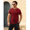 imageBeotyshow Mens Ribbed Knit T Shirts Short Sleeve Crew Neck Slim Fit Stretchy Muscle Shirts Basic Solid Tee TopsDark Red