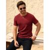 imageBeotyshow Mens Ribbed Knit T Shirts Short Sleeve Crew Neck Slim Fit Stretchy Muscle Shirts Basic Solid Tee TopsDark Red