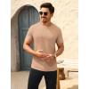 imageBeotyshow Mens Ribbed Knit T Shirts Short Sleeve Crew Neck Slim Fit Stretchy Muscle Shirts Basic Solid Tee TopsKhaki