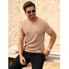 imageBeotyshow Mens Ribbed Knit T Shirts Short Sleeve Crew Neck Slim Fit Stretchy Muscle Shirts Basic Solid Tee TopsKhaki
