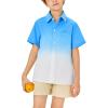 imageBoys Button Down Shirts Gradient Linen Casual Short Sleeve Beach Summer Boy Shirt with Pocket 214 YearsBlue