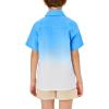 imageBoys Button Down Shirts Gradient Linen Casual Short Sleeve Beach Summer Boy Shirt with Pocket 214 YearsBlue