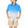 imageBoys Button Down Shirts Gradient Linen Casual Short Sleeve Beach Summer Boy Shirt with Pocket 214 YearsBlue