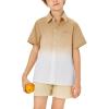 imageBoys Button Down Shirts Gradient Linen Casual Short Sleeve Beach Summer Boy Shirt with Pocket 214 YearsKhaki01