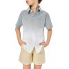 imageBoys Button Down Shirts Gradient Linen Casual Short Sleeve Beach Summer Boy Shirt with Pocket 214 YearsLight Grey01