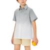 imageBoys Button Down Shirts Gradient Linen Casual Short Sleeve Beach Summer Boy Shirt with Pocket 214 YearsLight Grey01