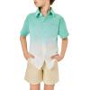 imageBoys Button Down Shirts Gradient Linen Casual Short Sleeve Beach Summer Boy Shirt with Pocket 214 YearsMint Green