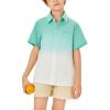 imageBoys Button Down Shirts Gradient Linen Casual Short Sleeve Beach Summer Boy Shirt with Pocket 214 YearsMint Green