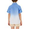 imageBoys Button Down Shirts Gradient Linen Casual Short Sleeve Beach Summer Boy Shirt with Pocket 214 YearsNavy Blue