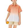 imageBoys Button Down Shirts Gradient Linen Casual Short Sleeve Beach Summer Boy Shirt with Pocket 214 YearsOrange