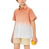 imageBoys Button Down Shirts Gradient Linen Casual Short Sleeve Beach Summer Boy Shirt with Pocket 214 YearsOrange