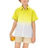 imageBoys Button Down Shirts Gradient Linen Casual Short Sleeve Beach Summer Boy Shirt with Pocket 214 YearsYellow01