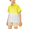 imageBoys Button Down Shirts Gradient Linen Casual Short Sleeve Beach Summer Boy Shirt with Pocket 214 YearsYellow01
