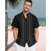 imageCuban Guayabera Shirts for Men Short Sleeve Casual Button Down Shirt Band Collar Beach Camp Mexican Shirt1black