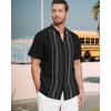 imageCuban Guayabera Shirts for Men Short Sleeve Casual Button Down Shirt Band Collar Beach Camp Mexican Shirt1black