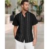 imageCuban Guayabera Shirts for Men Short Sleeve Casual Button Down Shirt Band Collar Beach Camp Mexican Shirt1black