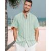imageCuban Guayabera Shirts for Men Short Sleeve Casual Button Down Shirt Band Collar Beach Camp Mexican ShirtMint Green