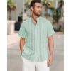 imageCuban Guayabera Shirts for Men Short Sleeve Casual Button Down Shirt Band Collar Beach Camp Mexican ShirtMint Green