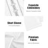 imageCuban Guayabera Shirts for Men Short Sleeve Casual Button Down Shirt Band Collar Beach Camp Mexican ShirtWhite