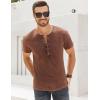imageMens Distressed Henley Shirts Retro Short Sleeve Tee Shirts Casual Button Down Washed TShirts for Men1brown