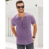 imageMens Distressed Henley Shirts Retro Short Sleeve Tee Shirts Casual Button Down Washed TShirts for Men1purple