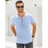imageMens Distressed Henley Shirts Retro Short Sleeve Tee Shirts Casual Button Down Washed TShirts for Men1sky Blue