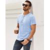 imageMens Distressed Henley Shirts Retro Short Sleeve Tee Shirts Casual Button Down Washed TShirts for Men1sky Blue