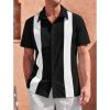 imageMens Vintage Bowling Shirts Short Sleeve Button Down Guayabera Beach Shirts for MenBlack
