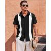 imageMens Vintage Bowling Shirts Short Sleeve Button Down Guayabera Beach Shirts for MenBlack