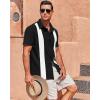 imageMens Vintage Bowling Shirts Short Sleeve Button Down Guayabera Beach Shirts for MenBlack