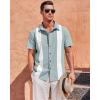 imageMens Vintage Bowling Shirts Short Sleeve Button Down Guayabera Beach Shirts for MenMint Green