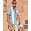 imageMens Vintage Bowling Shirts Short Sleeve Button Down Guayabera Beach Shirts for MenMint Green