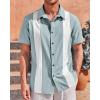 imageMens Vintage Bowling Shirts Short Sleeve Button Down Guayabera Beach Shirts for MenMint Green