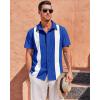 imageMens Vintage Bowling Shirts Short Sleeve Button Down Guayabera Beach Shirts for MenRoyal Blue