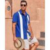 imageMens Vintage Bowling Shirts Short Sleeve Button Down Guayabera Beach Shirts for MenRoyal Blue