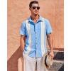 imageMens Vintage Bowling Shirts Short Sleeve Button Down Guayabera Beach Shirts for MenSky Blue