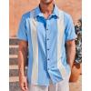 imageMens Vintage Bowling Shirts Short Sleeve Button Down Guayabera Beach Shirts for MenSky Blue