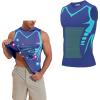 imageBeotyshow Ionic Shaping Sleeveless Shirt Gynecomastia Compression Tank Top Body Shaper Slimming Vest Shapewear UndershirtBlue