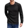 imageBeotyshow Mens Long Sleeve Crew Neck Casual Textured Sweaters Heavyweight Pullover JumperBlack