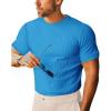 imageBeotyshow Mens Ribbed Knit T Shirts Short Sleeve Crew Neck Slim Fit Stretchy Muscle Shirts Basic Solid Tee TopsBlue