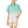 imageBoys Button Down Shirts Gradient Linen Casual Short Sleeve Beach Summer Boy Shirt with Pocket 214 YearsMint Green