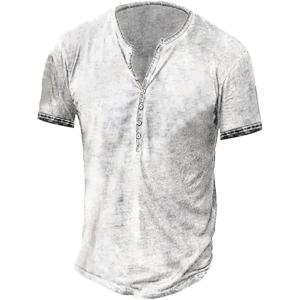 imageMens Distressed Henley Shirts Retro Short Sleeve Tee Shirts Casual Button Down Washed TShirts for Men1white