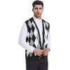 imageBeotyshow Mens Argyle Sweater Vests V Neck Sleeveless Cardigan Vest KnitwearBlack