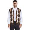 imageBeotyshow Mens Argyle Sweater Vests V Neck Sleeveless Cardigan Vest KnitwearBrown