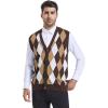 imageBeotyshow Mens Argyle Sweater Vests V Neck Sleeveless Cardigan Vest KnitwearBrown