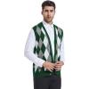 imageBeotyshow Mens Argyle Sweater Vests V Neck Sleeveless Cardigan Vest KnitwearGreen