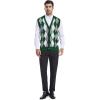imageBeotyshow Mens Argyle Sweater Vests V Neck Sleeveless Cardigan Vest KnitwearGreen