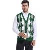 imageBeotyshow Mens Argyle Sweater Vests V Neck Sleeveless Cardigan Vest KnitwearGreen