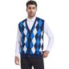 imageBeotyshow Mens Argyle Sweater Vests V Neck Sleeveless Cardigan Vest KnitwearNavy Blue