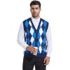 imageBeotyshow Mens Argyle Sweater Vests V Neck Sleeveless Cardigan Vest KnitwearNavy Blue